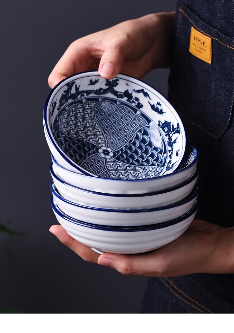 唐昭(tangzhao) 青花瓷碗碟套装 景德镇中式家用瓷盘子碗组合餐具创意