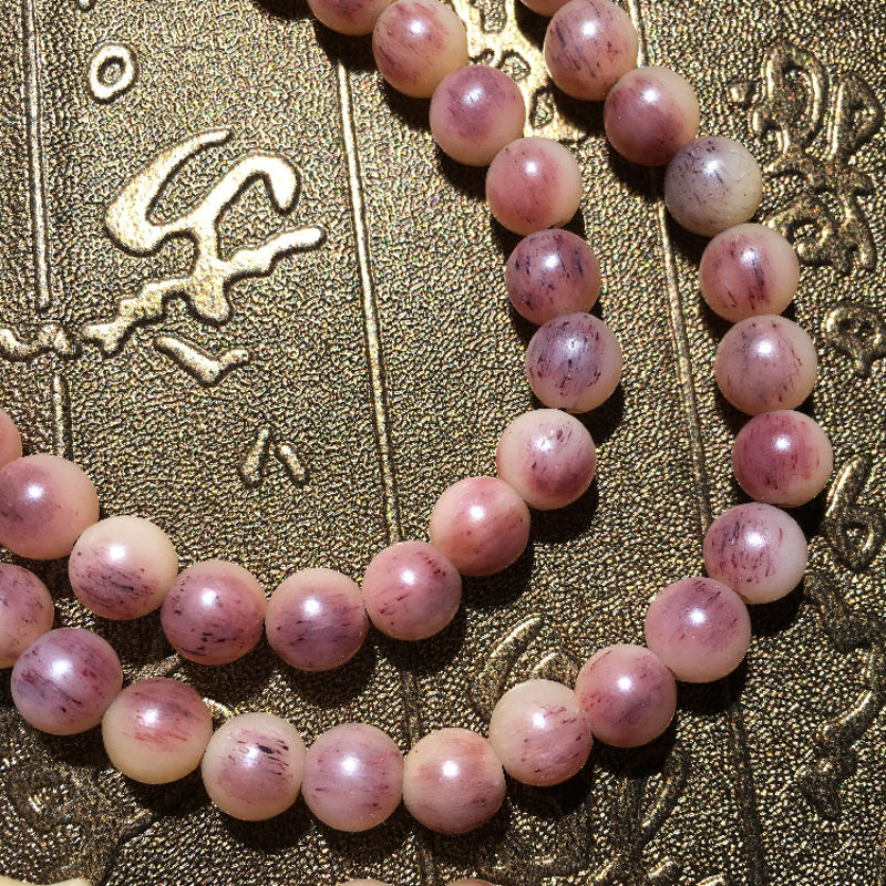 天然骆驼骨满血丝蝌蚪纹108颗手链手串项链佛珠 男女款骨头珠文玩 紫