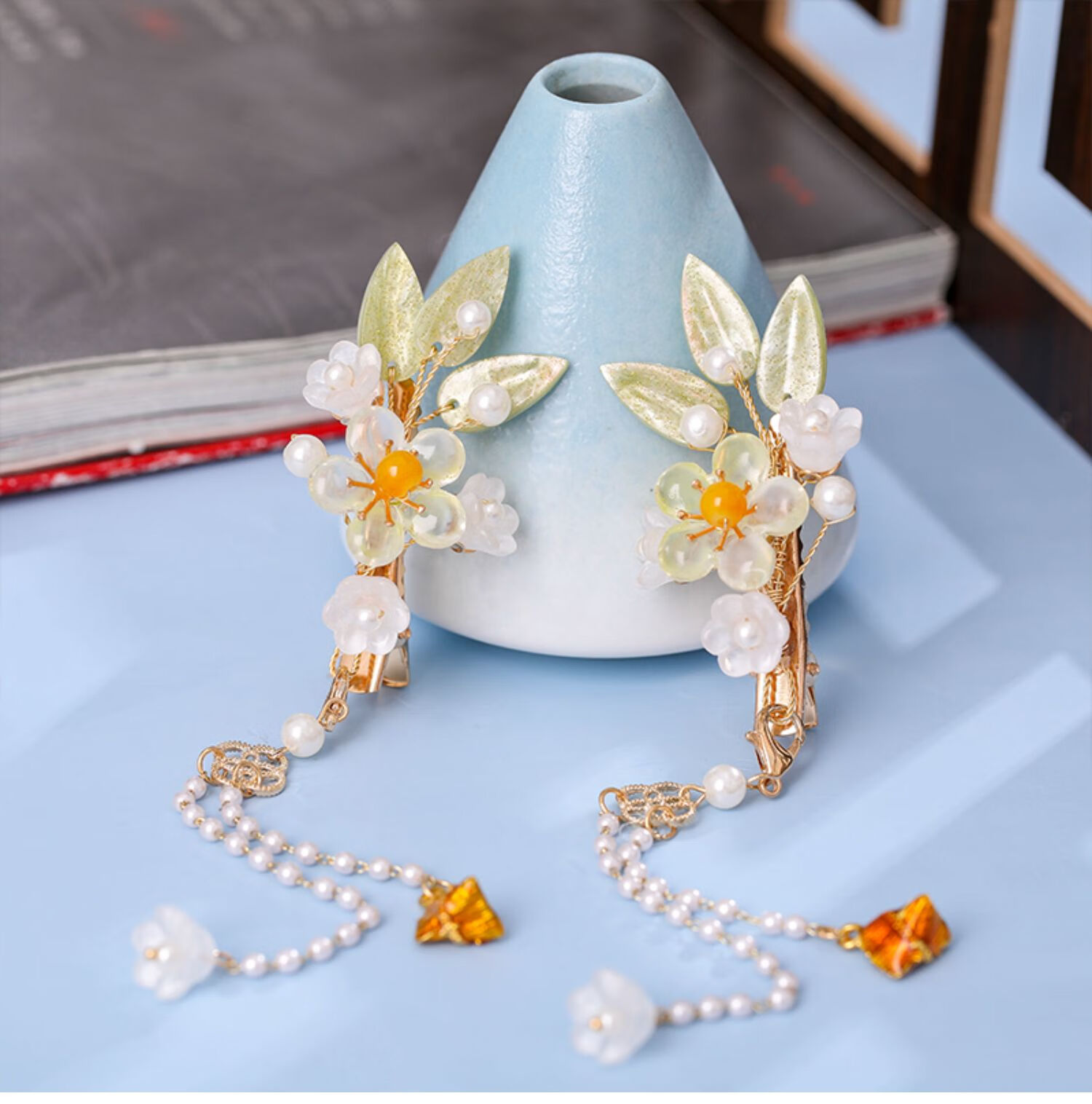 古风发夹花朵流苏发饰儿童端午粽子配饰女可爱中国风对夹汉服头饰端午