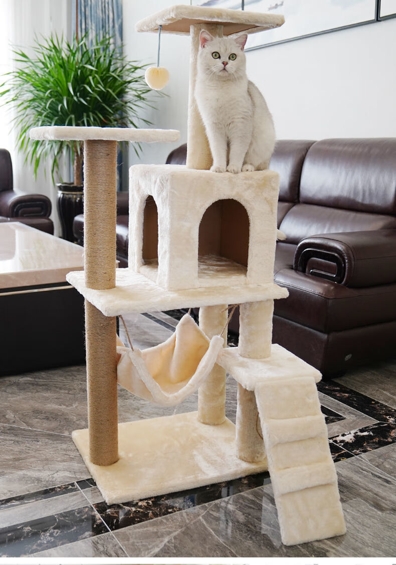 猫爬架猫窝猫树剑麻猫家具猫咪爬架玩具大型实木猫架子一体别墅窝013