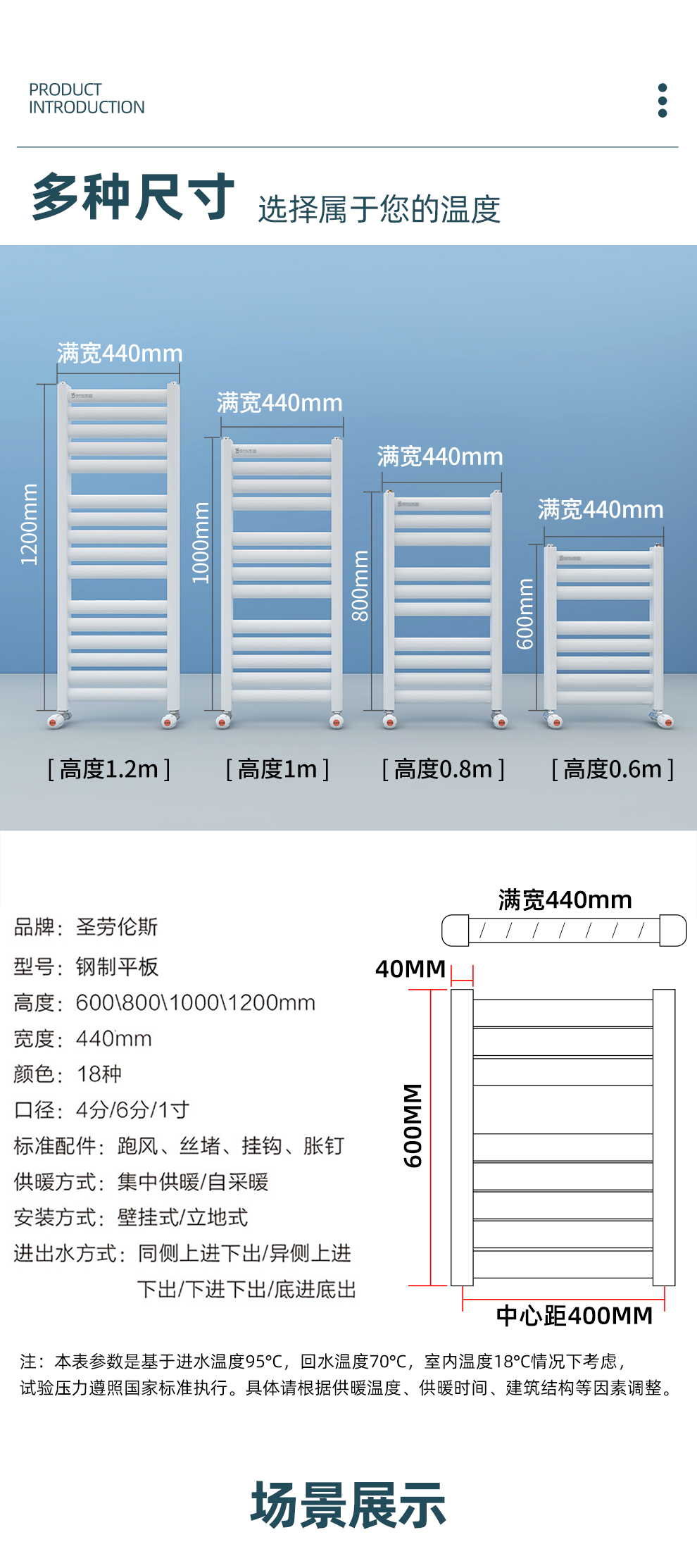 圣劳伦斯小背篓卫生间 暖气片散热器家用 钢制平板 挂墙 方便实用 800