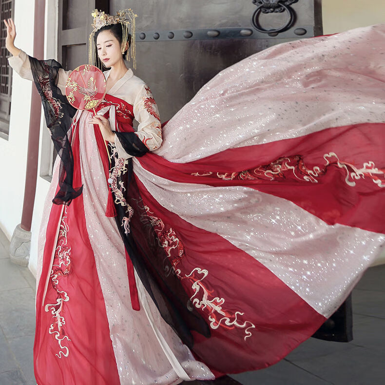 龙母汉服女学生古装超仙夜弦歌改良春夏抖音正版刺绣齐胸襦裙现货