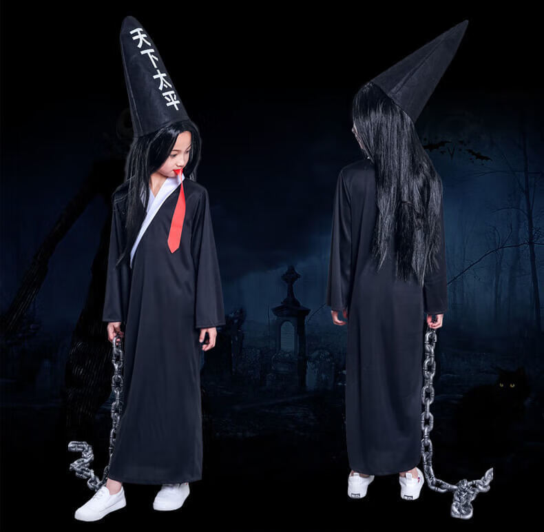 央紫新品僵尸服万圣节cosplay化妆舞会清朝僵尸衣服派对黑白无恐怖