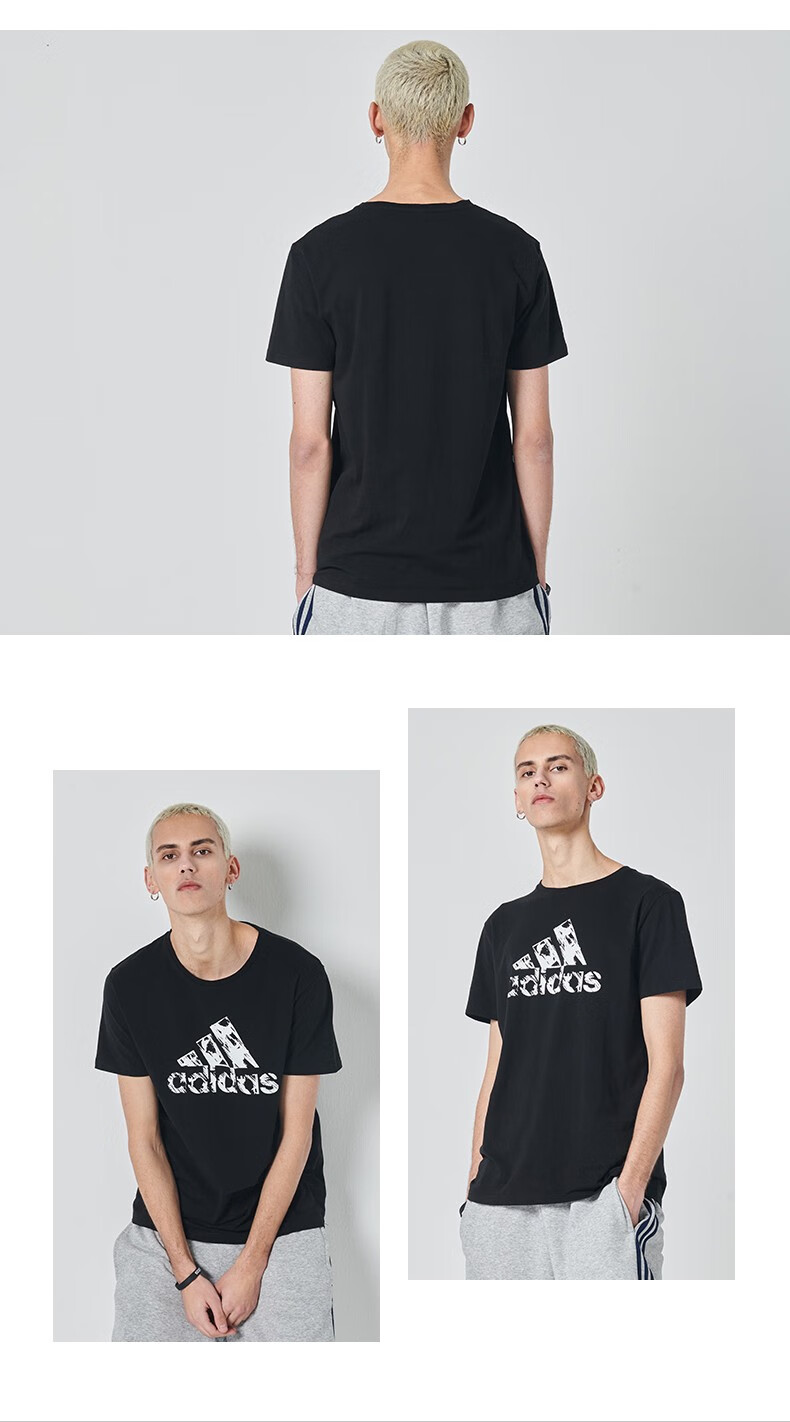 adidas阿迪达斯t恤男短袖运动圆领宽松透气半袖judo白黑m