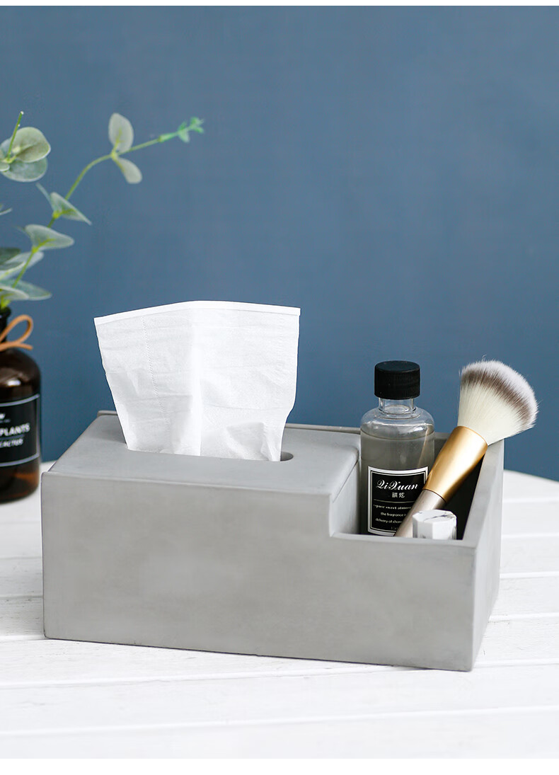 翻旧事北欧创意客厅桌面纸巾盒水泥抽纸盒遥控器收纳美式轻奢纸抽盒