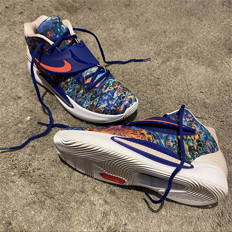 nike kd14 ep 杜兰特14代 蓝粉 彩色扎染 魔术贴透气 实战篮球鞋 cz0