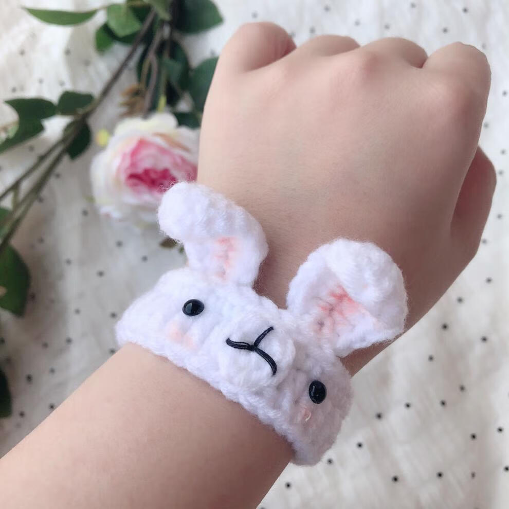 zhangu 成品网红小熊手环手工diy编织钩针兔耳朵熊耳朵手链情侣闺蜜