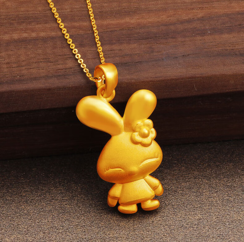 老凤凰 金兔吊坠本命年黄金兔子十二生肖兔足金999吊坠小金兔项链金
