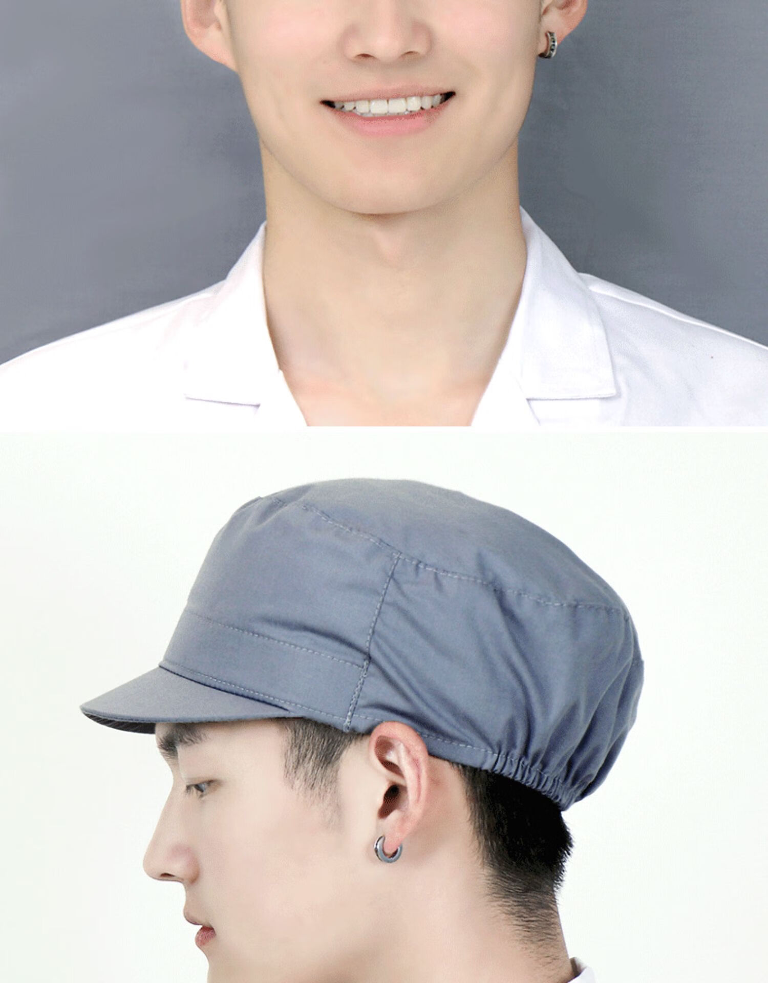 防尘帽子男女工人食品厂车间帽厨房厨师防掉头发鸭舌工作帽工装帽