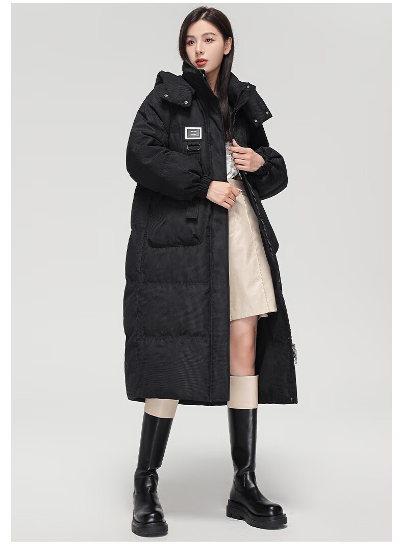 雅鹿羽绒服女长款长过膝2022年新款冬季加厚时尚韩版宽松女款品牌 米