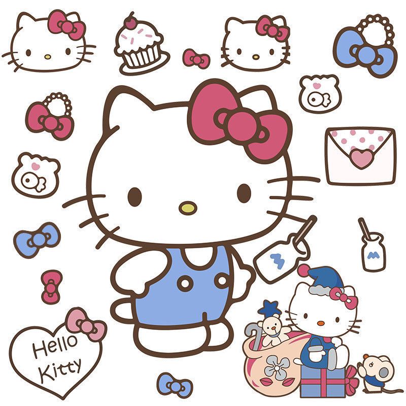 可爱卡通kt猫电动车贴纸雅迪q6车身划痕遮挡贴摩托车装饰防水贴画