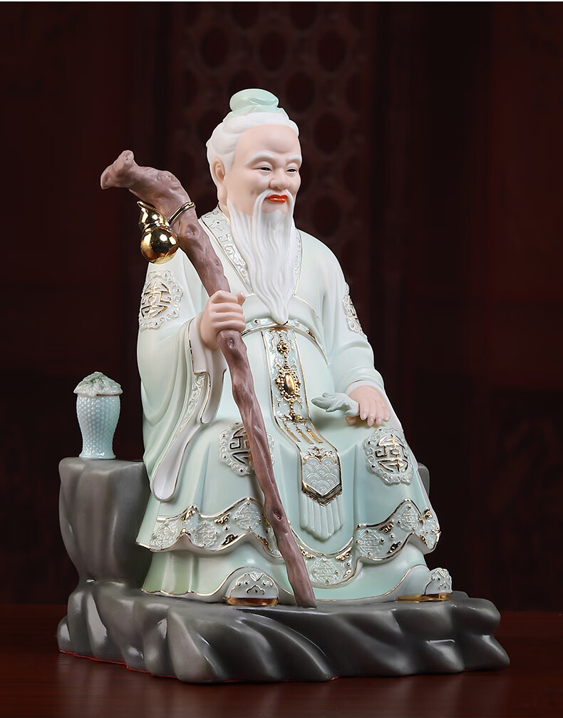 医圣孙思邈中医药店供奉道教神像 d08-51a 12吋 药王爷 小火彩 绿衣