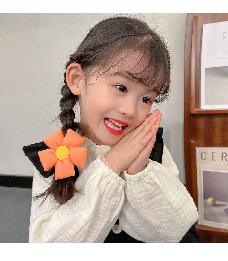 儿童皮筋可爱花朵发绳小女孩扎头发圈韩版女童宝宝头绳发饰7桔色黄色