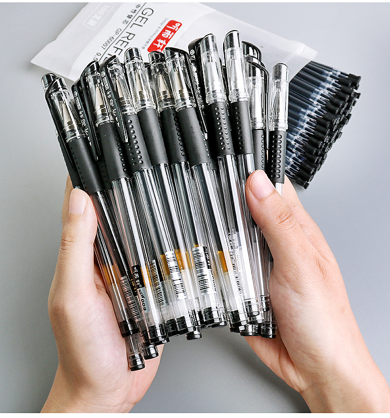 听雨轩05mm办公中性笔子弹头经典办公考试签字笔12支盒黑蓝红色g00912