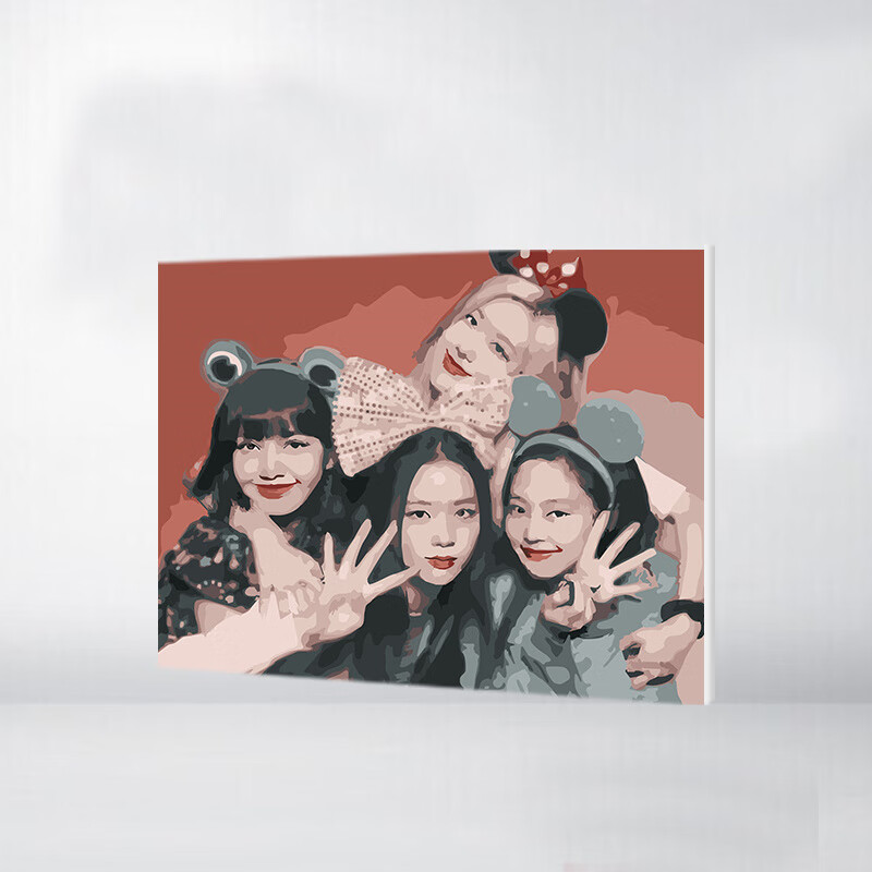 blackpink数字油画 blackpink数字油画背景墙装饰画diy粉墨团体手绘
