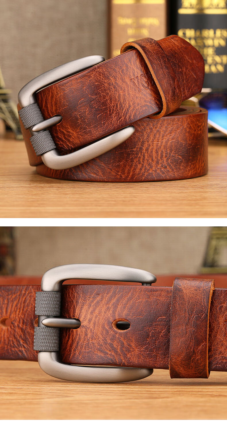 老人头皮带真皮男士针扣头层牛皮休闲牛仔裤腰带青年复古欧版纯牛皮