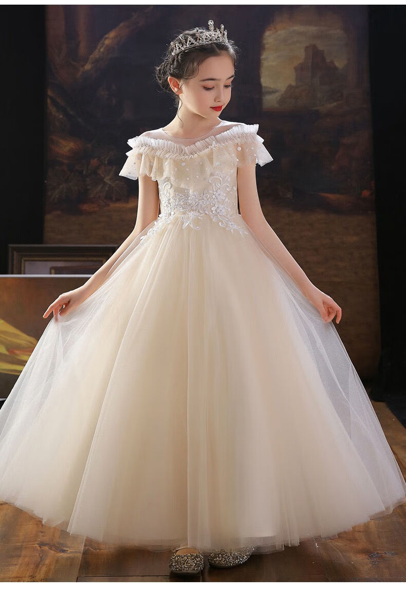 汉立白纱裙女童公主裙礼服古筝钢琴演出服夏天女孩子晚礼服夏季婚纱裙