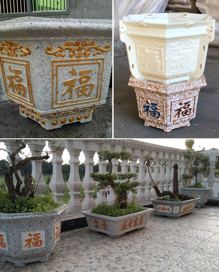 水泥花盆模具六角欧式加厚盆景混泥土现浇磨具欧式塑料模型自制加厚铸