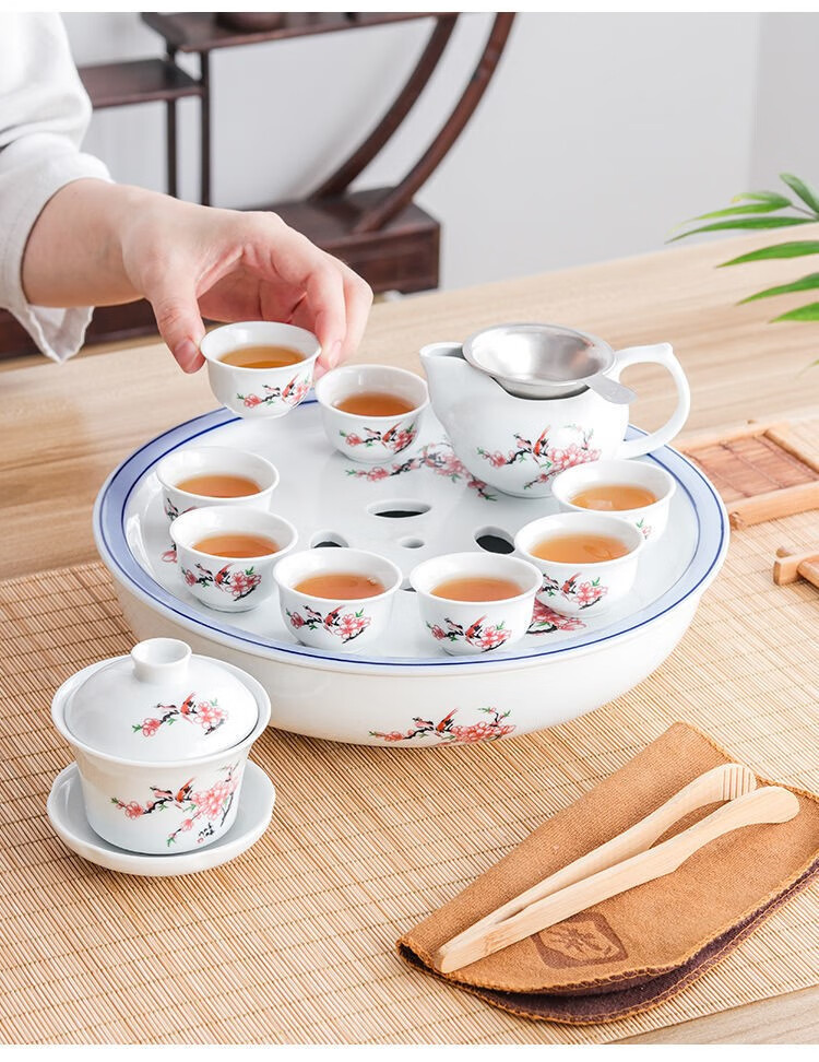 紫砂茶具套装茶具套装功夫茶具全陶瓷潮汕功夫茶具套装茶盘盖碗公道杯