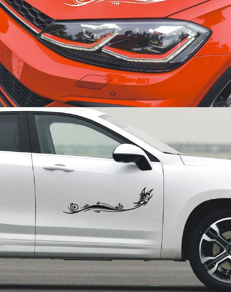 反光蝴蝶车身贴蝶恋花汽车贴纸个性划痕贴伤痕刮痕擦痕贴纸灯眉贴