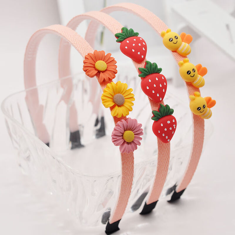 发箍带齿防滑小卡通公主头箍头饰水果动物小雏菊草莓雏菊黄娃3