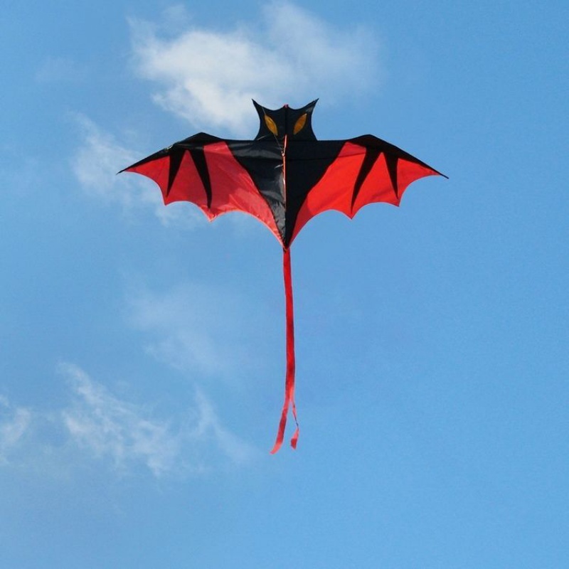 蝙蝠风筝儿童风筝 新款潍坊风筝线轮 大型微风易飞风筝 红蝙蝠 水晶轮