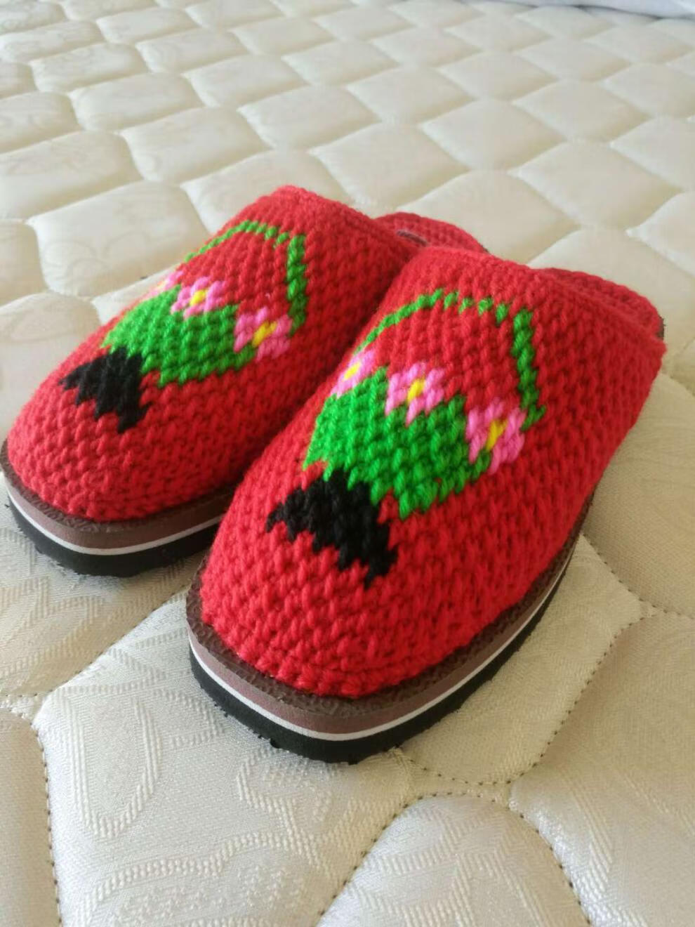 婚嫁出嫁毛线拖鞋冬季拖鞋男女拖鞋毛线鞋成品 紫色-兔子 38/39(适合