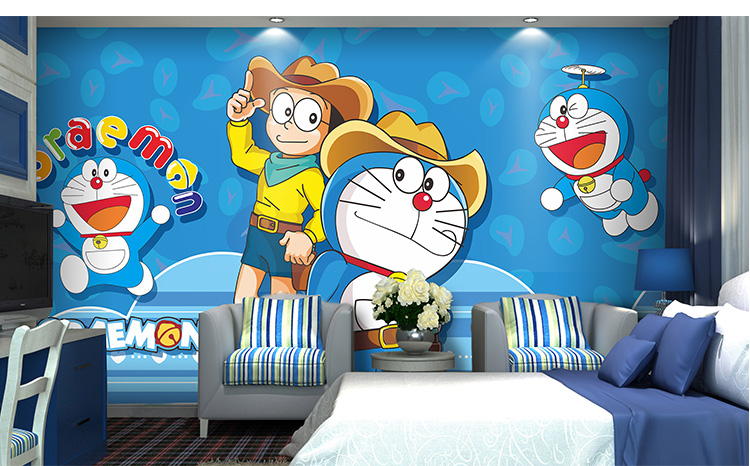 2022新款哆啦a梦壁纸3d卡通动漫哆啦a梦壁纸布幼儿园背景墙纸布机器猫