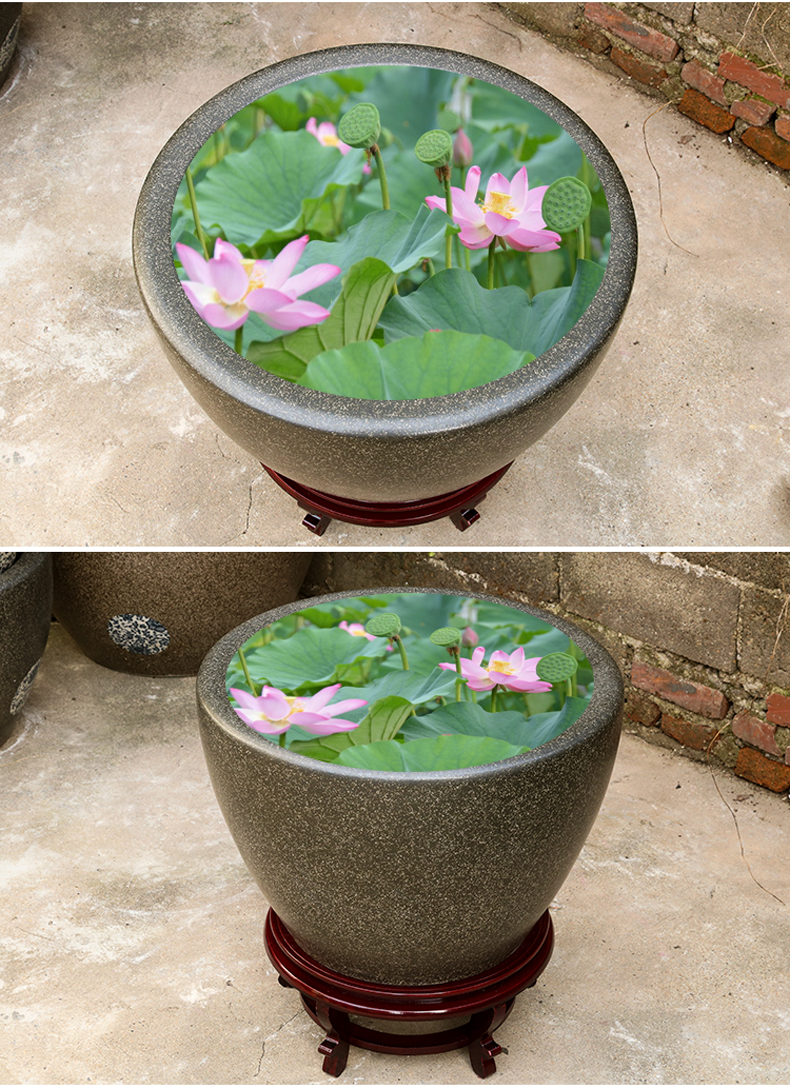 水缸养鱼阳台室外庭院大缸睡莲缸荷花缸风水聚财缸瓷器摆件小号直径40