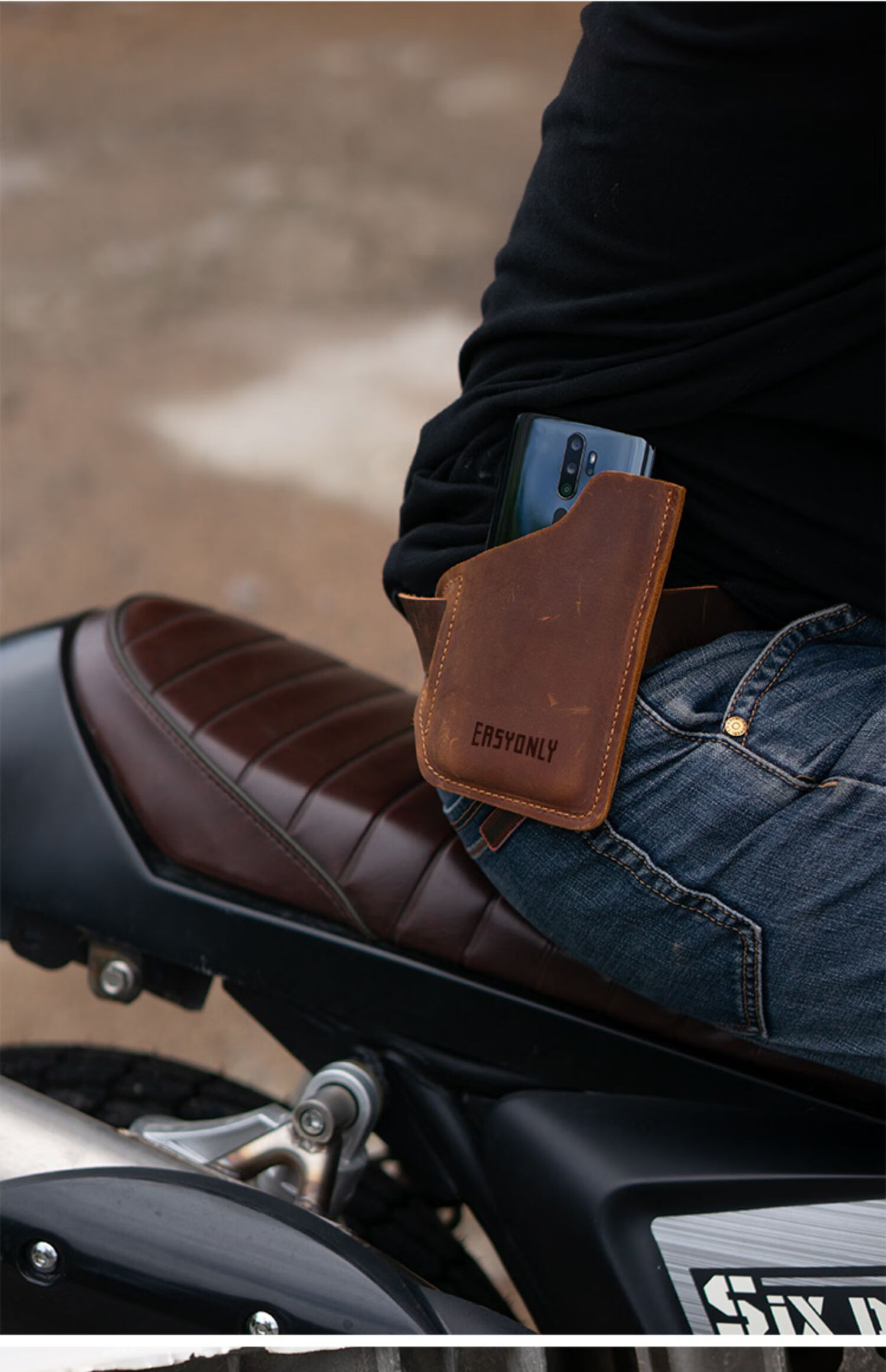 皮超薄工作战术迷你隐形手机套腰带腰间包小哈雷腰包男式穿皮带秋夏天