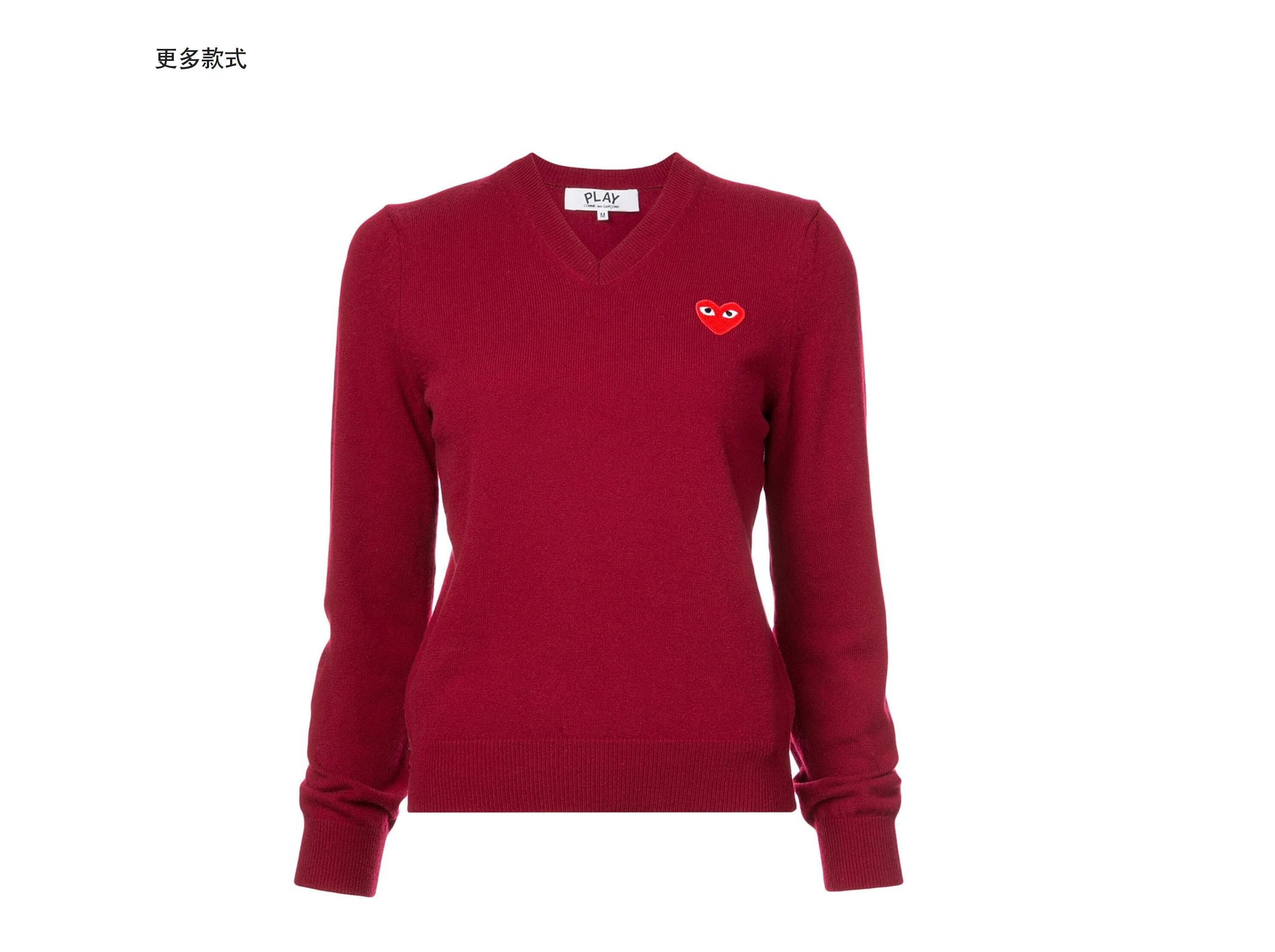 川久保玲(comme des garcons play)女士v领标贴毛衣 黑色 s【图片