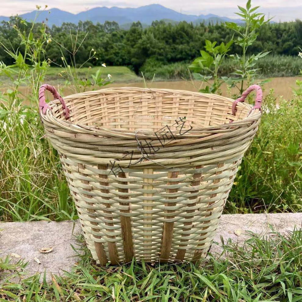 竹子编织水果箩筐杂物杂物竹篓石头杂物竹筐垃圾篓竹编制品箩篼 竹耳