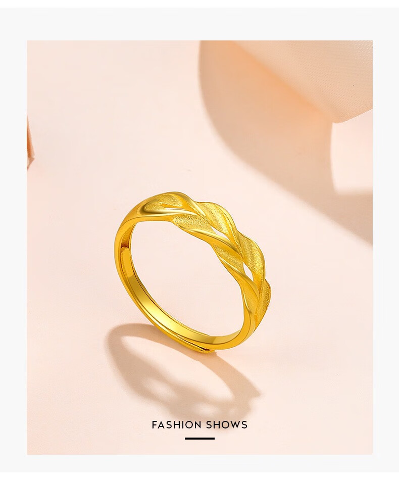 老凤凰 足金999麦穗黄金戒指女活口指环素金女戒送爱人情人节礼物 3.6