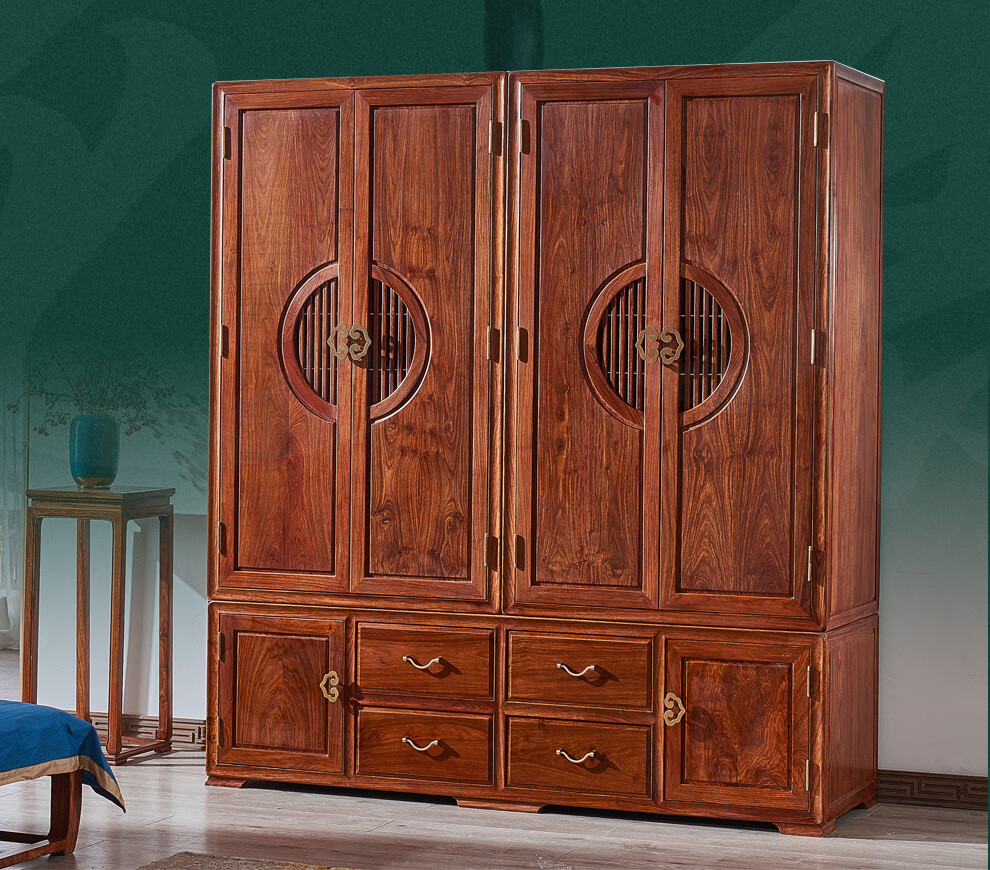 质木匠红木家具非洲花梨学名刺猬紫檀实木衣柜现代新中式简单顶箱柜4