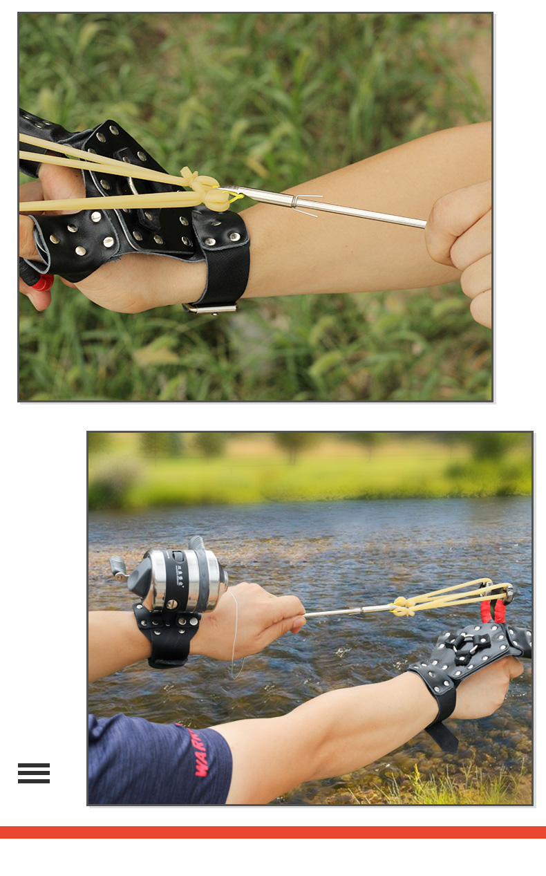 户外打鱼弹弓射渔套装渔猎鱼镖渔具全套护手配件渔轮器材鱼鳔 入门