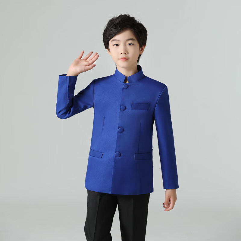 中山装演出服装五四青年装男童毕业民国学生装大合唱礼服 灰色中山装