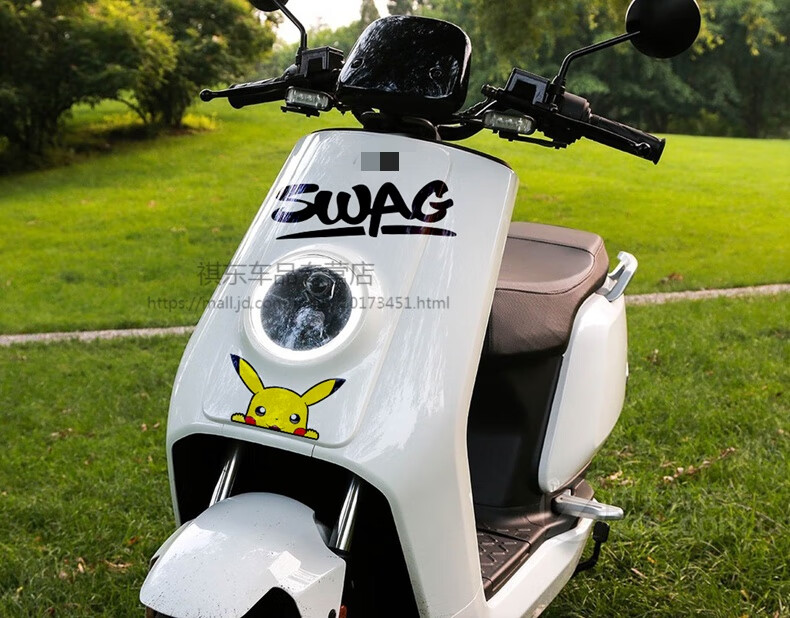 威克纳小绵羊电动车贴纸电动摩托车可爱皮卡丘贴纸电瓶车小绵羊装饰贴