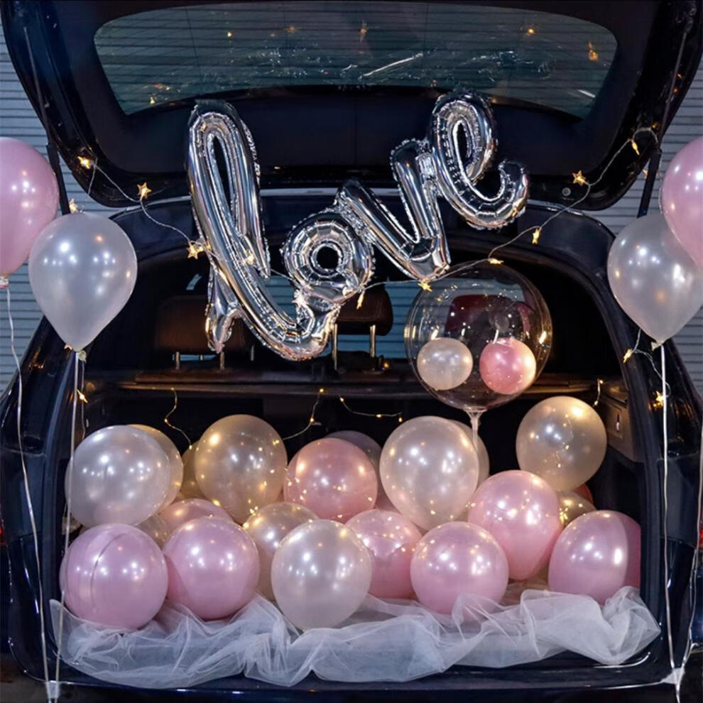 后备箱惊喜一周年后备箱装饰生日气球鲜花布置求婚表白一周年女儿老婆