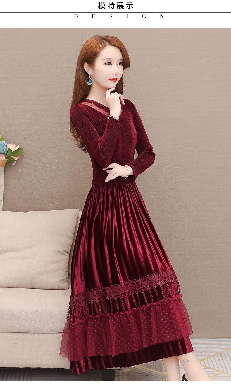 【新品】【高档 轻奢】秋季连衣裙高弹女装2020新款蕾丝打底裙中长款