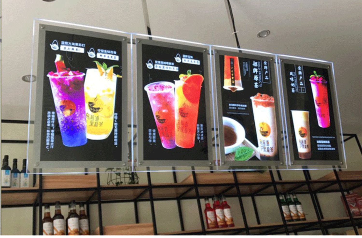 fgacct超薄发光水晶灯箱奶茶店摆吧台桌面价目价格表点餐牌广告牌可