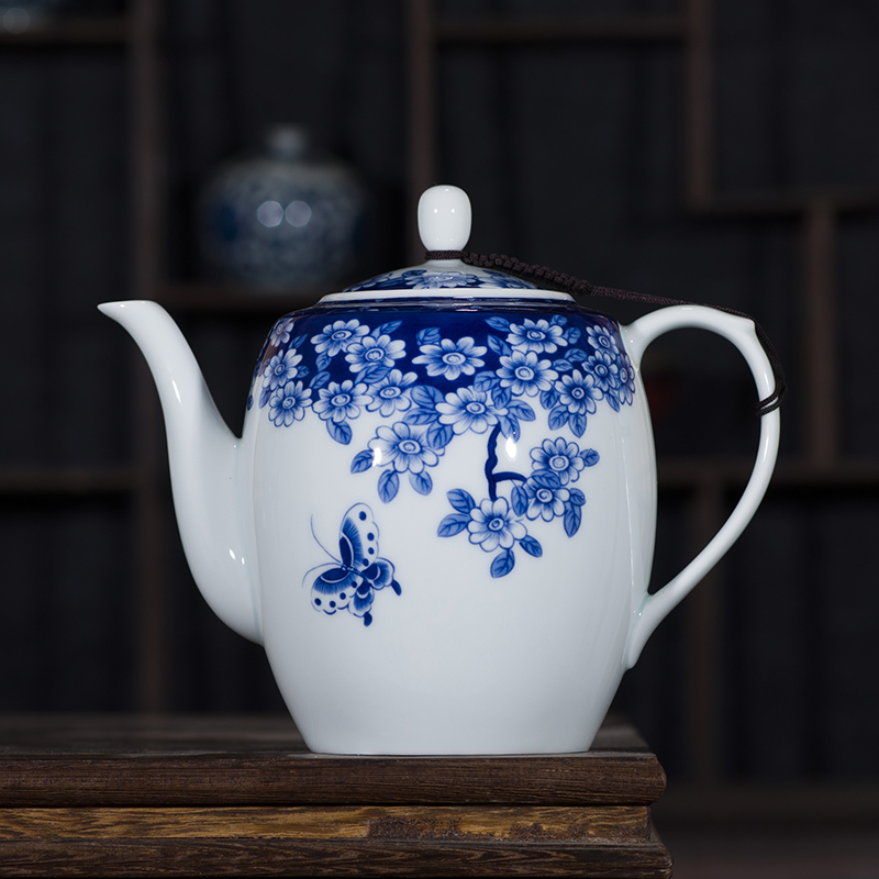 青花瓷茶壶 茶具功夫陶瓷陶瓷茶壶单壶大号泡茶家用套装带过滤网青花