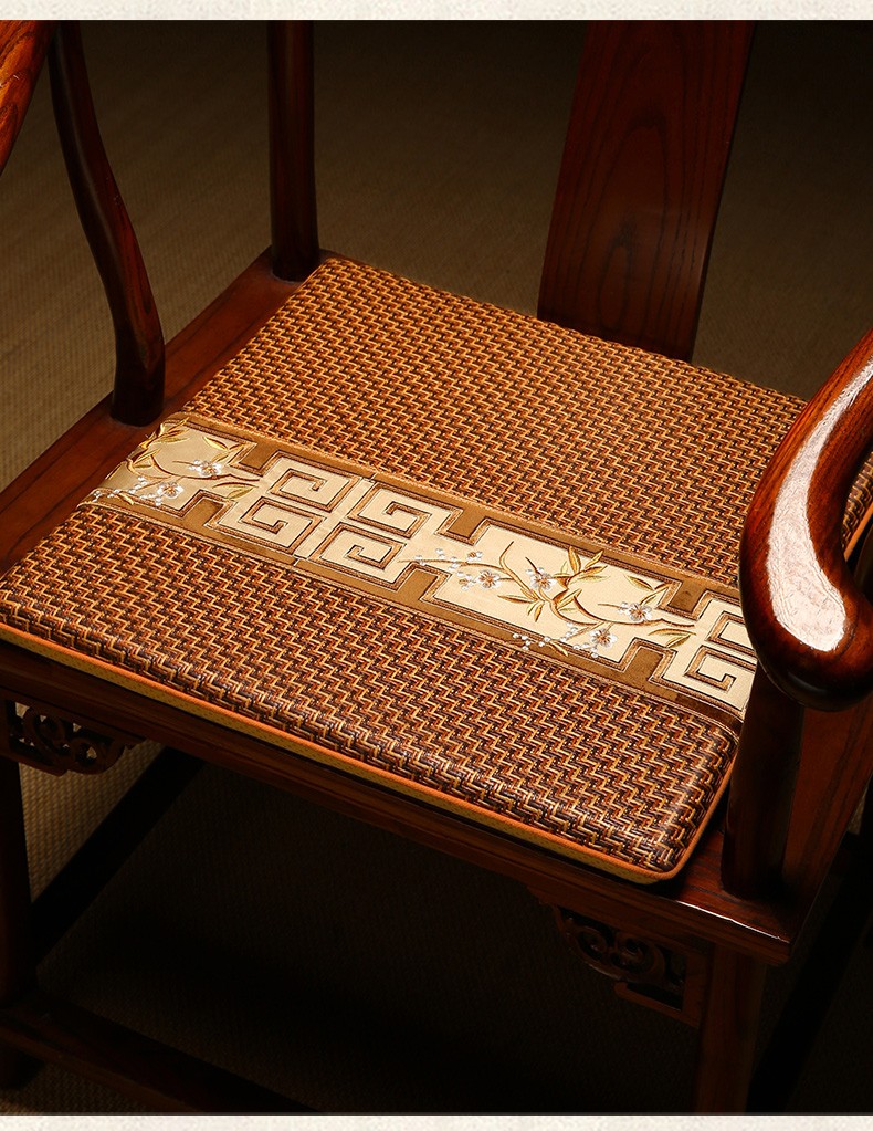 华幔盛庭新中式红木椅垫坐垫夏季凉垫定制实木家具圈椅茶桌椅座垫藤席
