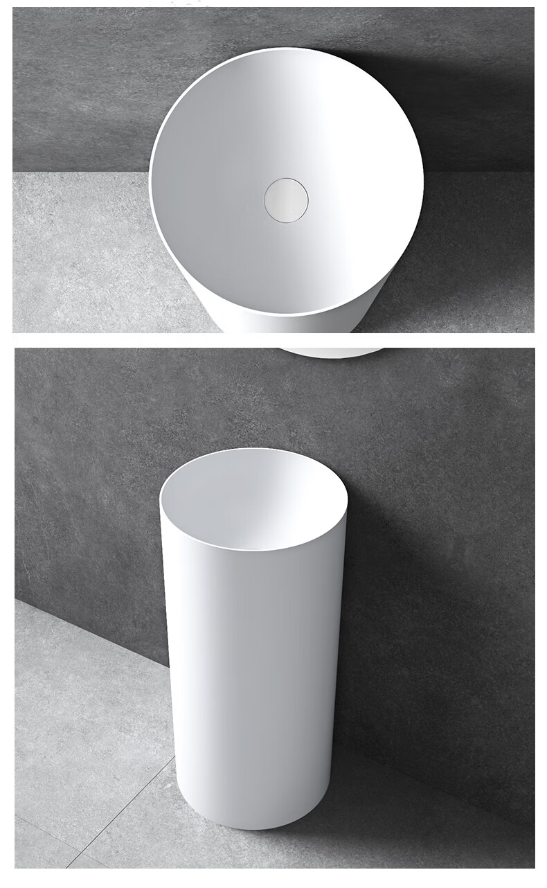 简约妮卡(jianyuenika) 特拉维尔(tw) 人造石洗手盆北欧圆柱立柱一体