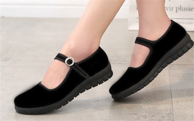 gjijio 老北京布鞋女黑平绒妈妈广场舞蹈鞋平底一带工作鞋中老年休闲