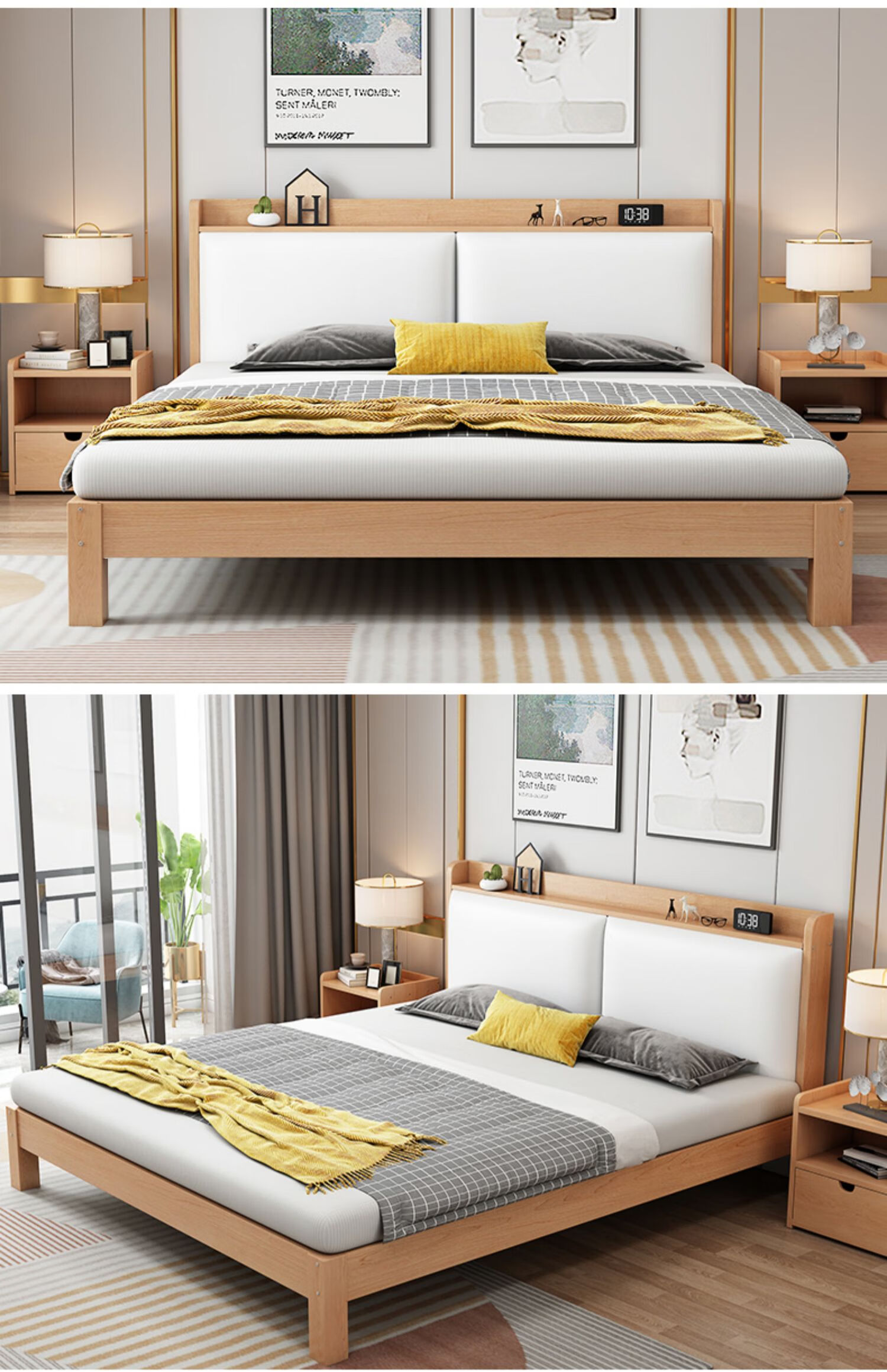 实木床18m现代简约双人床主卧储物大床经济型出租房单人简易床架a8款