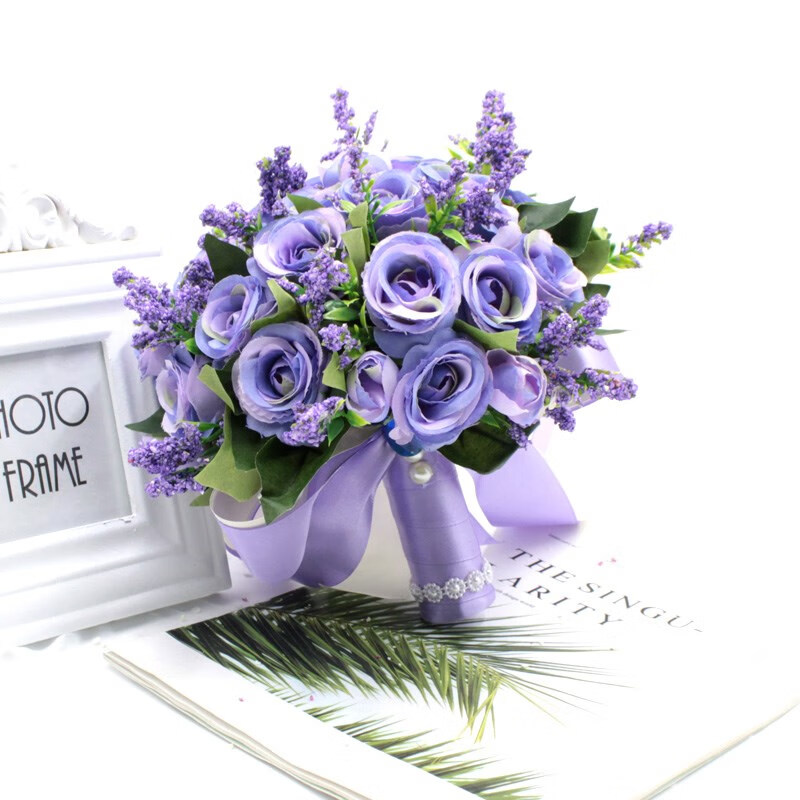 梵想 欧式小玫瑰新娘手捧花婚纱拍照结婚新款粉红白仿真韩式婚礼花束