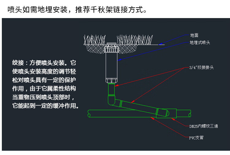 1804自动升降式地埋式散射喷头自动灌溉花园草坪绿化喷灌 6van喷嘴