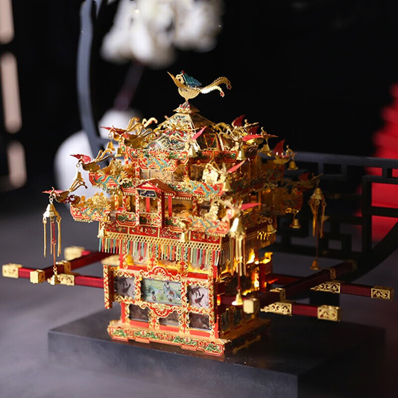 拼酷3d金属立体拼装模型拼插拼图减压十里红妆花轿凤冠嫁衣送女孩婚礼