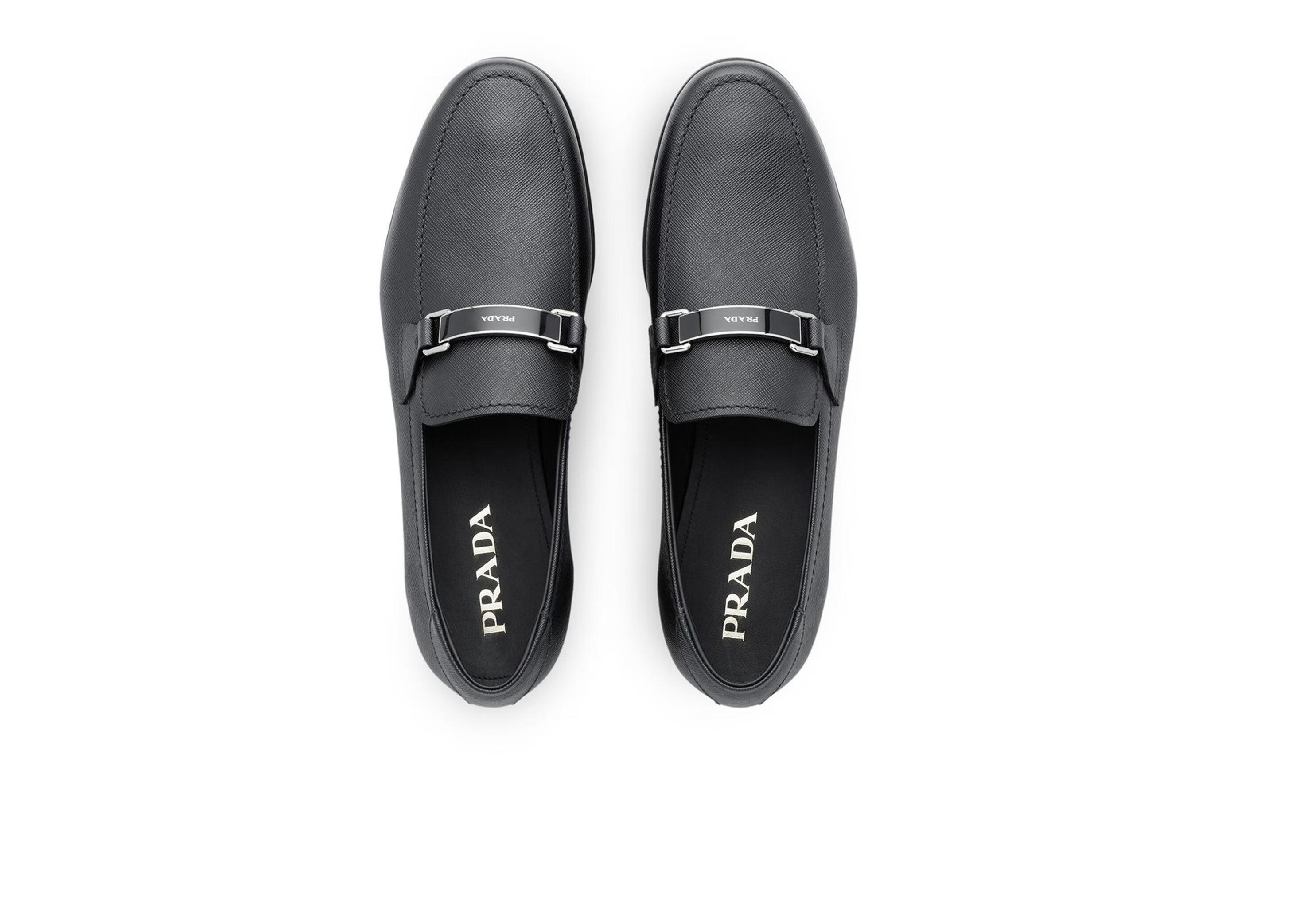 普拉达(prada)20秋冬男士十字纹真皮乐福鞋 黑色 uk10【图片 价格