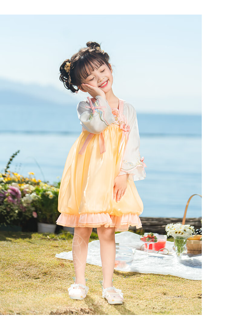 【西子问】汉服女童春秋新款古风仙中式周岁连衣裙改良